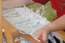 Weaving with recycled plastic shopping bags